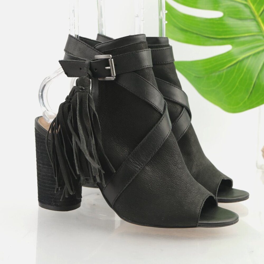 Sam Edelman Womens Vermont Sandal Size 7.5 Black Leather Ankle Strap Round Heels